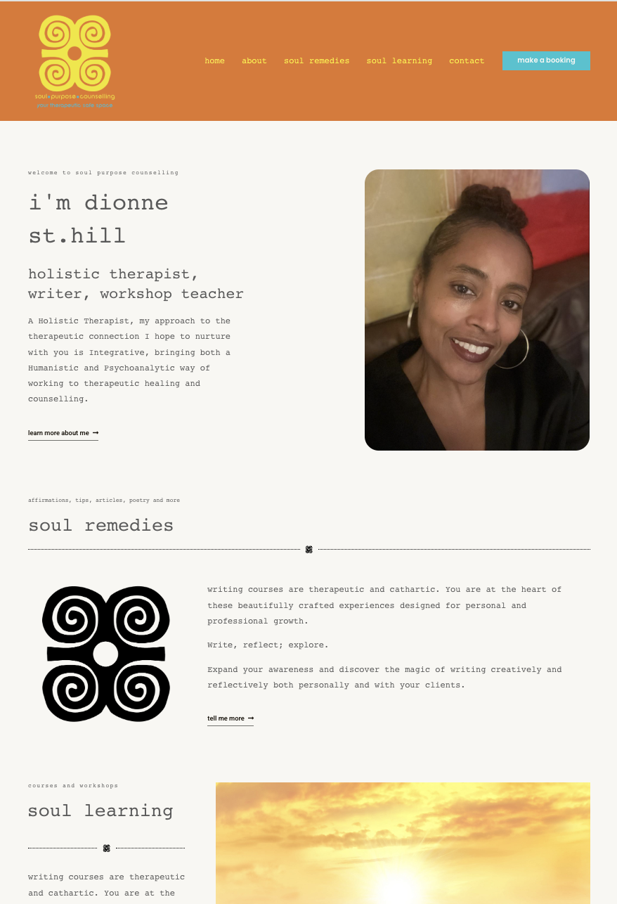 soul purpose counselling home page website design